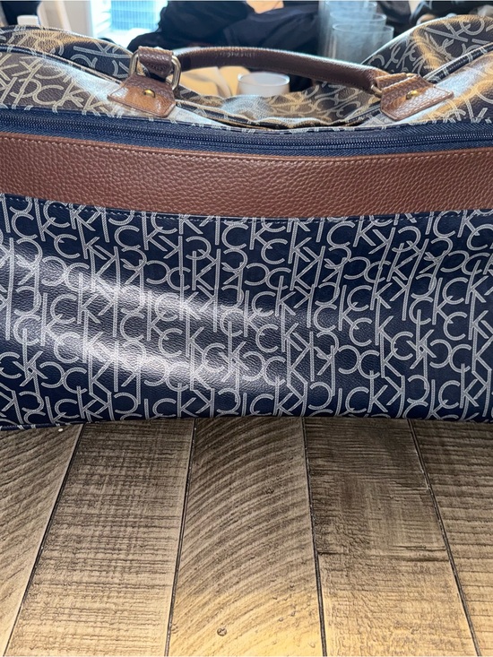 Calvin Klein Other - Calvin Klein Navy & Brown Monogram Travel Duffel